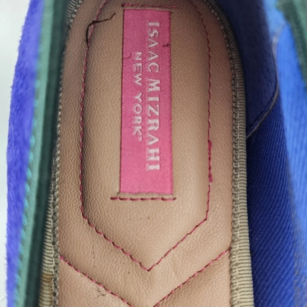 Isaac Mizrahi  Faun2 Gem Bow Blue Flats Suede Dressy Ballerina Shoes   Size 8